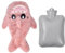Volumoon Bouillotte Peluche,Silicone Bouillotte avec Housse,Mini Bouillotte deau Chaude,Bouillotte pour enfant,Bouilotte Fausse Fourrure,pour soulager la douleur de l'arthrite,Maux de Tête (Rose)