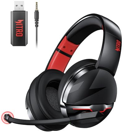 acer Wireless Gaming Headset, PS5 Headset with 2.4GHz for Ps5, Ps4, PC, Switch, Bluetooth 5.3 + 100Hrs Gaming Headphones with Noise Canceling Mic for Laptop, Mobile, Mac, 50mm Drivers (Red)