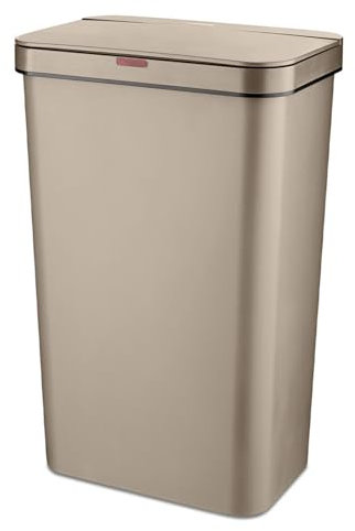 Tower T838005LCS Rectangular Sensor Bin with Fingerprint Proof Coated Exterior, Plastic, 50 L, Latte