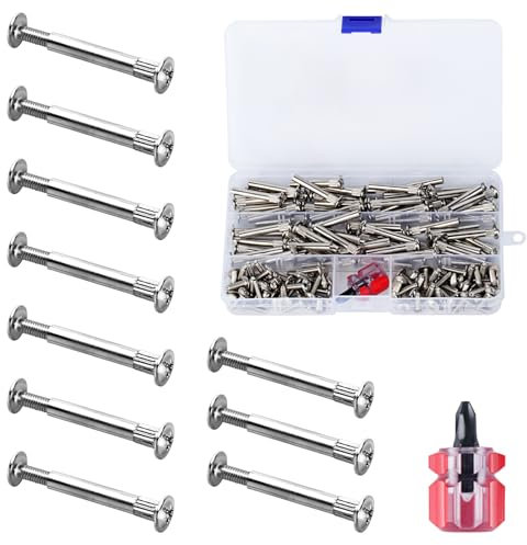 Confezione da 140 Connettori Mobili M4, Viti per Mobili, Viti a Manicotto (70 x Viti per Mobili, 70 x Viti a Manicotto), Viti per Connessioni per Mobili per Mobili e Pannelli in Legno da 31-40mm