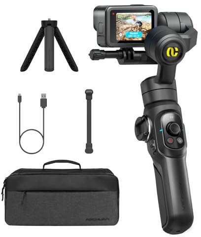 3-Axis Handheld Gimbal Stabilizer for GoPro MAX/Hero 9/8/7/6/5, Max Lens Width 75mm, 24Hrs Max Runtime, USB Type-C Port for Power Supply and Control, Black