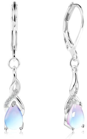 DMNQ Boucles D'Oreilles Pendantes En Argent Sterling 925 Avec Pierre De Lune Bijoux Pierre De Lune Boucles D'Oreilles Boucle Oreille Femme Boucle Doreille Femme Argent