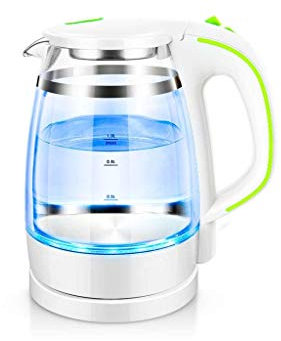 Maxzord Elektrischer Glaswasserkocher – 1,0 Liter blaue LED-beleuchtet, tragbar, Büro, automatische Abschaltung, Edelstahl, schnell kochender Teekanne, Wasserkocher, gehobener Ehrgeiz, elegant