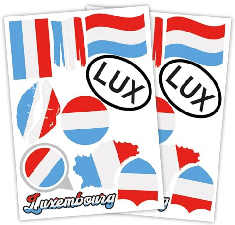 Finest Folia 2er Set DIN A4 Länderaufkleber Fahne Aufkleber Länderfahne Flagge für Auto Motorrad Sticker Länderflagge selbstklebend wetterfest R217 (34 Luxemburg)