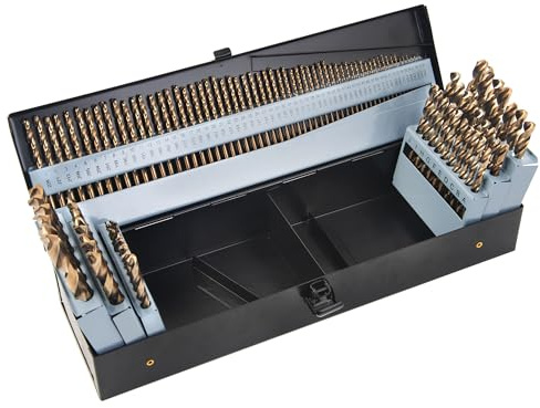 KENDO 115 Pieces Cobalt Drill Bit Set, M35 High Speed Steel Bits Twist Jobber Length Drill Bit Kit for Metal, Cast Iron, Stainless Steel, Plastic and Wood with Storage Case, 1/16-1/2