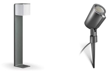 Steinel Wegeleuchte GL 80 SC anthrazit, LED iHF-Gartenleuchte & LED Strahler Spot Garden SC anthrazit, 90° Bewegungsmelder, 7,9 W, per App bedienbar, vernetzbar, mit Erdspieß, Aluminium
