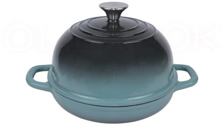 OLLAKOK Enameled Cast Iron Dutch Oven Pot with Lid Dutch Oven for Bread Baking Bread Oven for Sourdough Bread Baking, Cast Iron Bread Pan, 5 qt Cyan