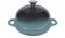 OLLAKOK Cocotte ronde en fonte émaillée pour la cuisson du pain au levain, cocotte en fonte émaillée avec couvercle, base de 1,75 L, cyan