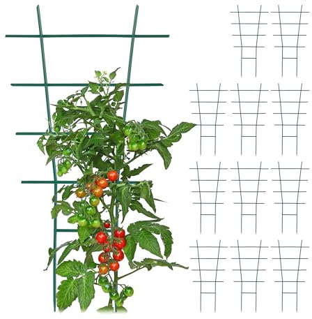 Relaxdays Tutores Plantas, Set 12, Guías de Plástico, Macetas de Interior y Exterior, 43x23 cm, Soportes Tomates, Verde