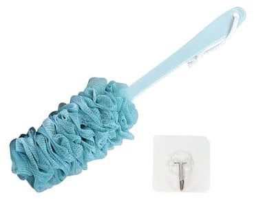 Back Scrubber Long Handle Loofah Bath Brush for Shower, 17 Inches Back Brush Shower Sponge on a Stick(Blue)