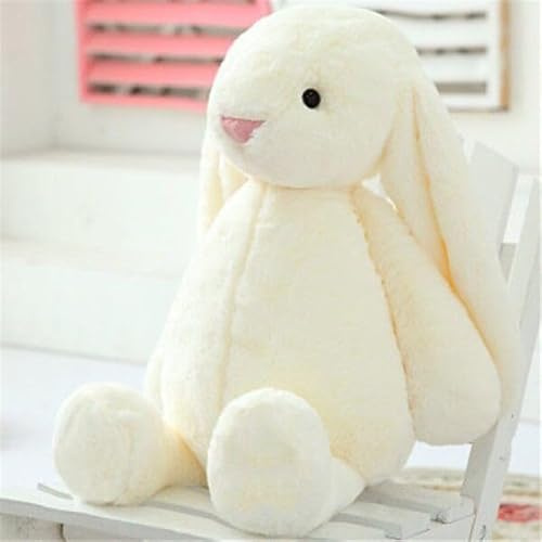 TRENSETGO Kuscheliges Plüschtier Hoppie-Hase, Heimdekoration, Stofftier, süßes Stofftier mit Plastikaugen, weiches Kuscheltier für Kinder, Jungen & Mädchen, Freunde, Liebhaber(in) (Weiß-30CM)