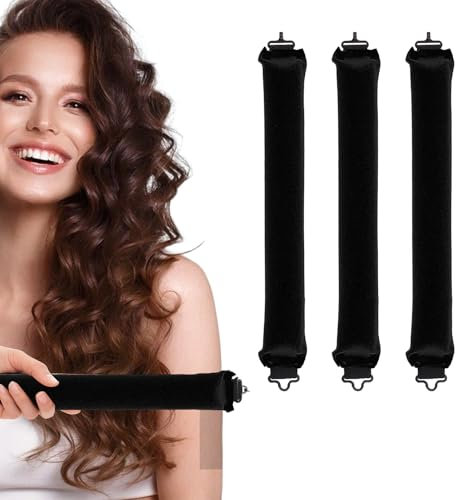 Heatless Curls Band,Neu Lockenwickler über Nacht 3 Stück Overnight Blowout Locken Ohne Hitze Diy Overnight Curls Gummi Hitzefreier Lockenwickler Locken üBer Nacht für Mittleres Langes Haar (Schwarz)