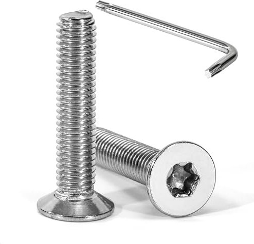Tunejoy Viti a Testa Svasata M8 x 40 mm Vite Torx Bullone a Macchina in Acciaio Inox A2 V2A Viti a Testa Piatta con Chiavi a T40 Filettatura Completa 20 pezzi