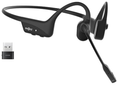 SHOKZ OpenComm2 UC Open-Ear-Design Dual Bluetooth Headset | zertifieziert für Zoom | mit USB-C Bluetooth Adapter