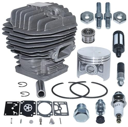LAVAS 50mm Cylinder Piston Carb Repair Kit for Stihl MS440 044 MS 440 Chainsaw Bar Stud Nut Decompression Valve 1128 020 1227 Part