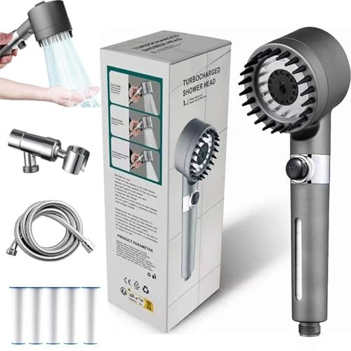 Soffione Doccia Turbo Con Finestra Visibile Filtrata, Portatile, Soffione Doccia Filtrato Iondrops, Alta Pressione, Impostazioni Regolabili, Con Cinque Filtri(1set)