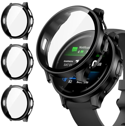 Kamita 3Stück Schutzhülle Kompatibel mit Garmin Venu 3S 41mm | Hart PC Bumper Case mit Displayschutz aus Gehärtetem Glas, Stoßfest Voller Körper Schutz Gehäuse für Garmin Venu 3S 41