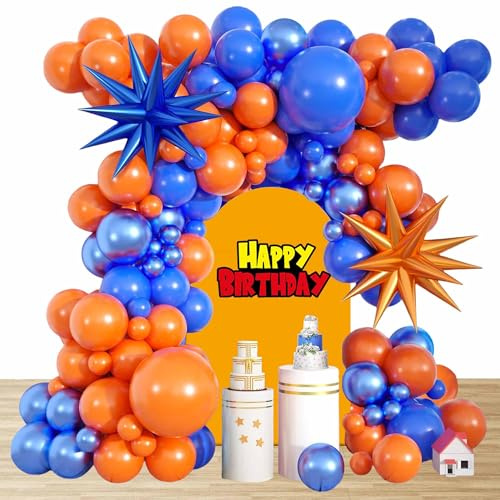 Geburtstags Luftballons Bogen Girlanden Set Blau Orange Latexballons Folienballons Party Dekorationen Ball Party Zubehör