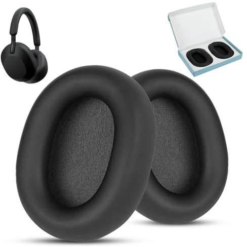 Wzsipod Premium-Ersatz-Ohrpolster, kompatibel mit Sony WH-1000XM5-Schwarz | für WH-1000XM5 – Premium-PU-Leder-Ohrpolster mit hochdichtem geräuschisolierenden Schaumstoff