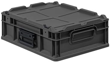 PROREGAL Eurobox NextGen Portable | HxBxT 13,5x30x40cm | 11 Liter | Schwarz | Eurobehälter, Transportbox, Transportbehälter, Stapelbehälter