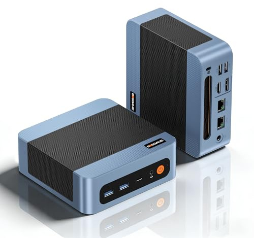 BOSGAME E5 Mini PC per casa e ufficio, Ryzen 5300U (supera 4300U, fino a 3,8 GHz), 8 GB RAM DDR4, SSD da 256GB, mini desktop PC, triplo display 4K, doppia LAN 2,5G, WiFi 5, BT5.0, mini computer