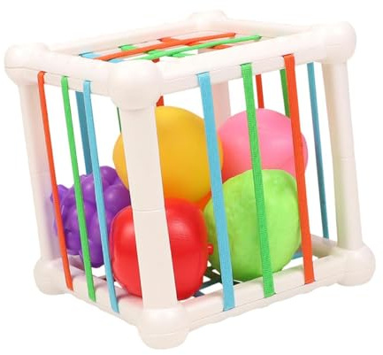 AMSLSIU Giocattolo educativo con cubo per ordinare le forme dei bambini e contenitore sensoriale con corda elastica che supporta gli obiettivi di sviluppo