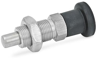 Ganter Normelemente | Edelstahl-Rastbolzen - GN 817-8-8-BK-NI | Ohne Rastsperre | Edelstahl | Raststift chemisch vernickelt| 1 Stück