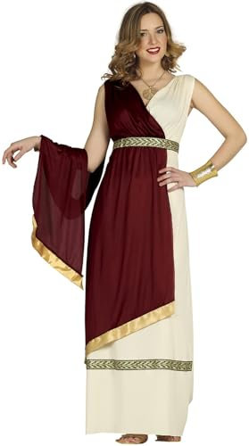 Fiestas GUiRCA Römische Göttin der Antike Karneval Kostüm Damen – Römerin Aphrodite Kostüm Damen Griechisches Toga Kostüm in Weinrot u. Weiß – Venus Toga Kleid Griechin Faschingskostüm Gr. XL 44-46