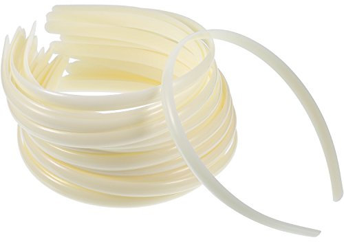 30 Pièces Bandeau de Cheveux en Plastique 10 mm Plaine sans Dents Bricolage Bandeaux de Cheveux Bandeaux Unis pour Fille et Femme (Blanc)