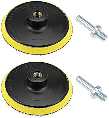 sourcing map 4 Gancho y Aro Respaldo Almohadilla Lijado Pulido Respaldo Placa con M10 Taladro Adaptador para Aleatorio Orbital Lijadora Pulidora Tampón 2uds