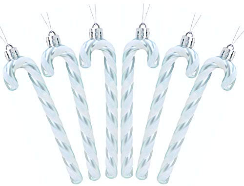 Christmas Concepts® Pack Of 6-130mm (5.3) Glitter Candy Cane Christmas Tree Decorations (Ice Blue & White)