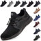 Hitmars Chaussures de Sécurité Hommes Femme Embout Acier Travail Chantier Protection Basket securite Légère Antidérapante Noir Bleu Gris Vert Rose 36-48 EU Noir 36