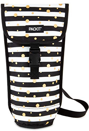 PackIt Freezable Wine Bag, Fits one 750ml Bottle, Celebration Dot | Built-in ice packs, EcoFreeze+ Technology, Adjustable shoulder strap & wristlet, Wine enthusiast, Chilled wine & drinks