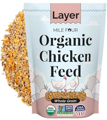 Mile Four Organic Chicken Feed, Layer Whole Grain, Non-GMO, US Grown 2 lbs