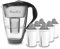 GLAS-Wasserfilter PearlCo (anthrazit) mit 6 Protect+ classic Filterkartuschen (f. hartes Wasser) - Made in EU