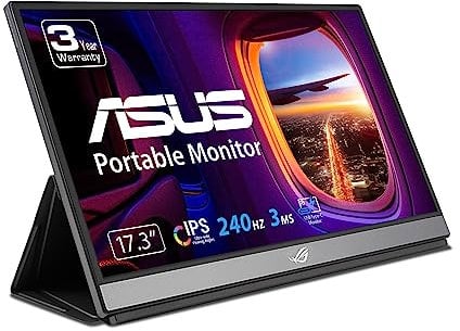 ASUS ROG Strix 17.3 1080P Monitor portátil para juegos (XG17AHPE) – Full HD, IPS, 240Hz, 3ms, Adaptive-Sync, Smart Case, Ultra-delgado, USB-C Power Delivery