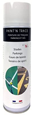 TECH N'FAST PAINT'N TRACE : Peinture de traçage de lignes de parkings, terrains de sport et marquage de sécurité - bombe de peinture aérosol blanc 500ml (blanc)