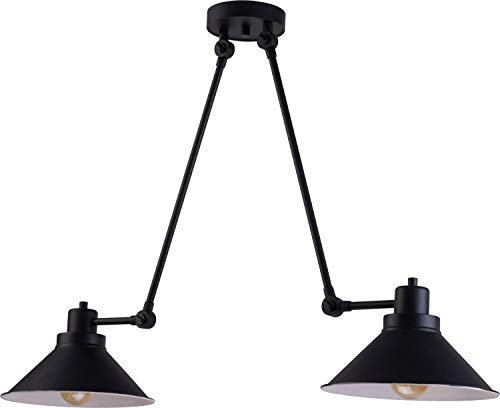 Licht-Erlebnisse Deckenleuchte mit 2 verstellbaren Armen aus Metall in schwarz flexible Gelenke 2xE27 61-152cm Architektenlampe Büro Arbeitszimmer Deckenlampe