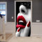 A.Monamour Türtapete Selbstklebend Türfolie Türposter 3D Frau Schwarzer Spitze Über Den Augen Rote Nägel Sexy Lippen Offener Mund Vinyl Folie Türdeko Tapete Wandbild Türaufkleber Türtattoo 77 x 200 cm