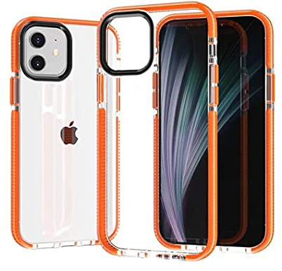 Jacyren Hülle für iPhone SE 2020, iPhone 7 Schutzhülle Ultra Hybrid Durchsichtig Hülle Stoßfest Bumper Transparent Handyhülle Shockproof Fallschutz Silicone Case für iPhone 8/7/SE2020 - Orange