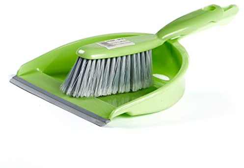 Conjunto limpiador multiusos recogedor y cepillo con colgador. Recoge migas y polvo ideal para espacios pequeños, sofá, coche, armarios, mesa, escritorio,… (VERDE)