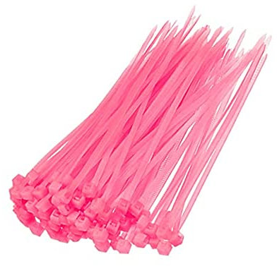 RELAND SUN 100 Stück Nylon-Kabelbinder 2,5 x 100/150/200 mm Kabelbinder in verschiedenen Farben Nylon selbstsichernde Drahtbinder (2,5 x 150 mm, rosa)