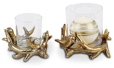 Formano Windlicht Kerzenständer Kerzenleuchter Metall Geweih Advent Tischdeko Leuchter 2er Set