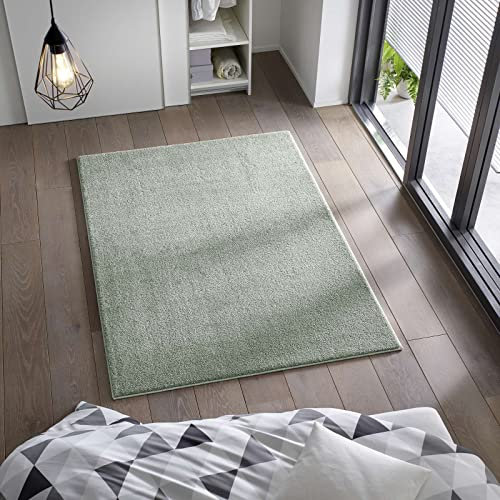Taracarpet Kurzflor Flachgewebe Teppich für Wohnzimmer, Kinderzimmer und Schlafzimmer Einfarbig Uni Mint Grün 80x150 cm