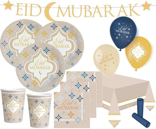 XL 41 Teile Party Deko Set Eid Mubarak 8 Personen