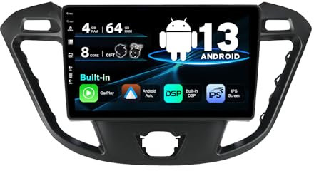 BXLIYER Android 14 IPS Autoradio Passt für Ford Tourneo Transit Custom (2013-2021) - Eingebaut Carplay/Android Auto/DSP - LED Kamera + MIC - 4G+64G - DAB 360-Camera SWC Fast-boot WIFI 4G -2 Din 9 Zoll