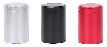 XZJMY 3Pack Aluminum Storage Jar,Portable Mini Metal Tins,Multipurpose Airtight Container Small Storage Jars with Lids for Spices, Coffee & Teas 60ml (Silver/Black/Red)