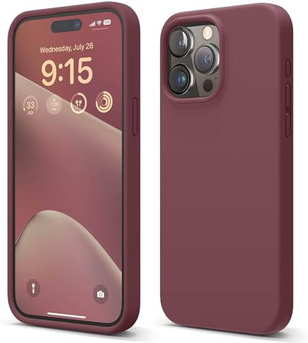 elago Cover Silicone Liquido Compatibile con iPhone 15 Pro Max Case, Custodia Silicone Premium, Protezione Completa [Struttura Antiurto a 4 Strati], Fodera in Morbida Microfibra Antigraffio (Bordeaux)