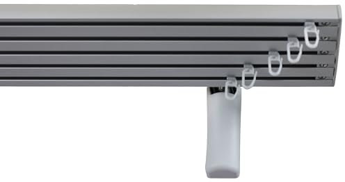Garesa Gardinenschiene Flächenvorhangschiene Smart, 5-läufig, Alu Natur I Alu Vorhangschiene inkl. Gleiter I Wandmontage I Auch für schwere Vorhänge I 100cm