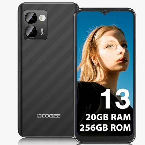 DOOGEE N50 Pro Teléfono Móvil Libres 2025, 20GB RAM+256GB ROM, 50MP AI Cámara, 6,52 Pulgadas HD+, 1TB Ampliable, 4200mAh Batería 18W, Widevine L1 Android 13 Smartphone 4G OTG/GPS/Face ID-Huella